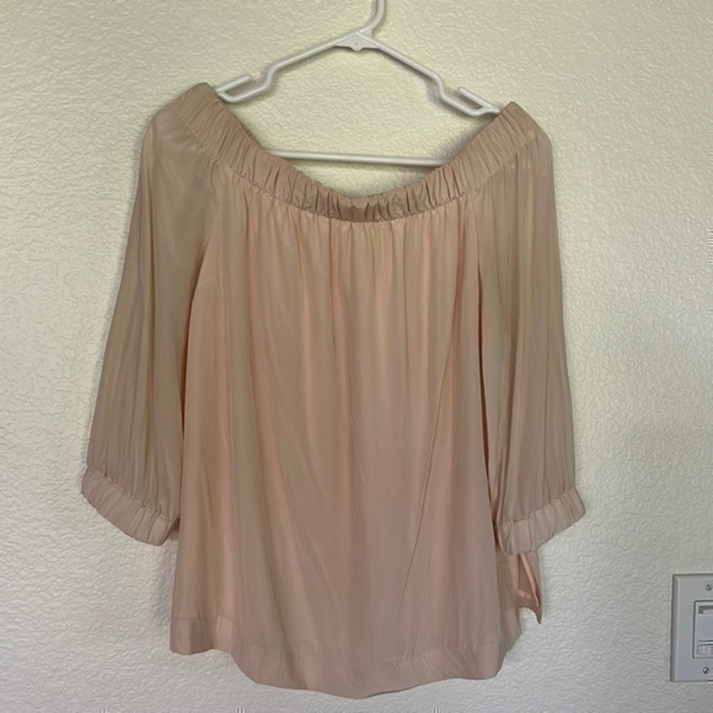 Aritzia Babatan 100% silk off the shoulder peach blouse top